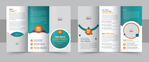 Clã Nica Médica Trifold Brochure Layout Medical Healthcare Modelo Brochura — Vetor de Stock