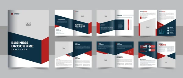 Şirket iş tanıtım broşürü kapağı, arka ve iç sayfaları, modaya uygun minimalist düz geometrik iş broşürü tasarım şablonu