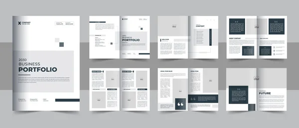 Şirket iş tanıtım broşürü kapağı, arka ve iç sayfaları, modaya uygun minimalist düz geometrik iş broşürü tasarım şablonu