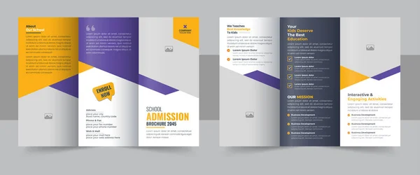 Modelo Brochura Três Dobras Admissão Escolar Para Crianças Design Brochura — Vetor de Stock