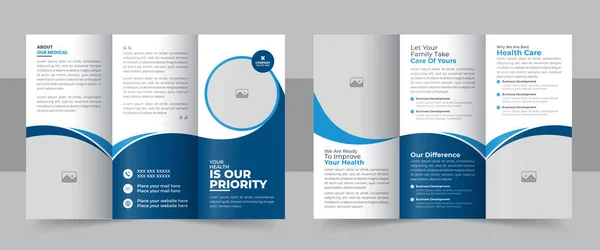 Medical Clinic Trifold Brochure Flyer Lay Out Medisch Gezondheidszorg Driedelige — Stockvector