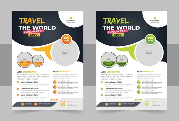 Seyahat Seyahat Tur Ajansı Uçuş Şablonu Tasarımı. Tatil, yaz seyahati ve turizm broşürü veya poster tasarımı. İş Broşürü, Şablon veya Tur ve Seyahat İş Konsepti için Flyer tasarımı