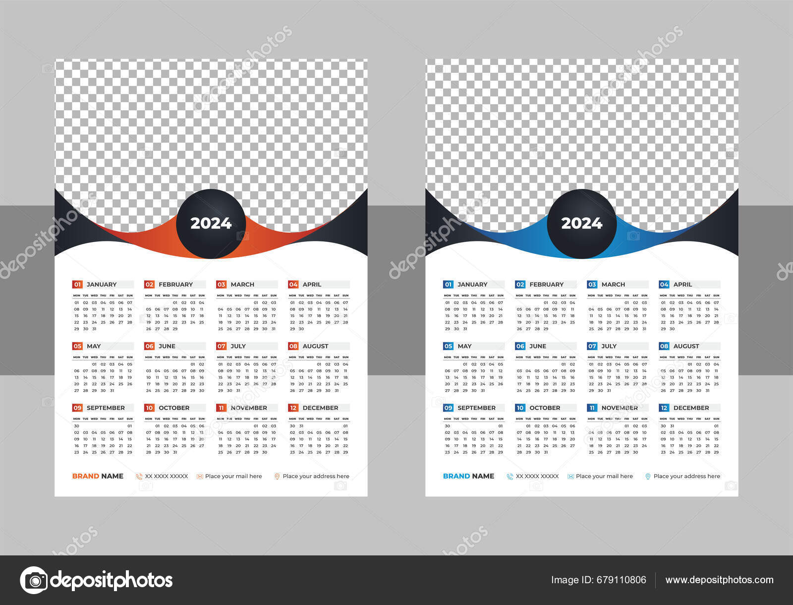 Kalender 2024 Die Woche Beginnt Montag Vorlage Für Taschen Oder Stock