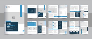 Şirket işi yıllık rapor şablonu kapağı, arka ve iç sayfaları, Şirket Profili Broşürü veya iş profili