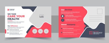 Tıbbi ve sağlık hizmeti posta kartı şablonu tasarımı, medikal eddm kartpostal düzeni. Tıbbi Sağlık Hizmetleri kartpostal tasarımı şablonu. Basit ve Temiz Modern Minimum Kartpostal Şablonu, İş Kartı Düzenlemesi
