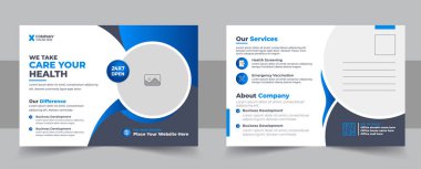 Tıbbi ve sağlık hizmeti posta kartı şablonu tasarımı, medikal eddm kartpostal düzeni. Tıbbi Sağlık Hizmetleri kartpostal tasarımı şablonu. Basit ve Temiz Modern Minimum Kartpostal Şablonu, İş Kartı Düzenlemesi