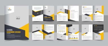 Çocuklar, okul broşürüne dönün, çift katlı broşür, şirket profil tasarımı, eğitim broşürü.