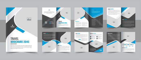 Multipage Travel Agency Brochure design template or Travel Magazine Layout. company profile brochure template layout design