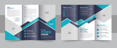 Modern üç katlı iş broşürü. Üç katlı şirket broşürü. Modern, yaratıcı ve profesyonel üçlü katlı vektör tasarımı. Basit ve minimalist yerleşim