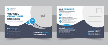 Modern Kurumsal kartpostal, dijital pazarlama ajansı kartpostal tasarımı, EDDM kartpostal, peyzaj broşür kapağı tasarımı için uygun. Şirket kartpostal tasarım şablonu. Şirket Kartpostal Şablonu Tasarımı