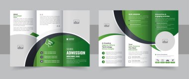 Okul eğitimine geri kabul broşürü, çocukların üç katlı broşür tasarımı, yaratıcı çocukların üç katlı okul soyut vektör şablonu. Üç katlı okul broşürü