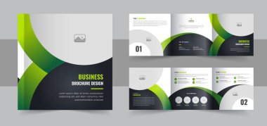 Şirket karesi üç katlı broşür, poster tasarımı ya da modern kare üç katlı broşür şürü şeması. Yaratıcı iş alanı üç katlı broşür tasarımı