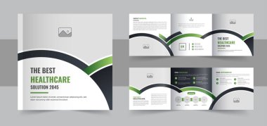 Tıbbi ya da sağlık hizmeti kare broşürü ya da kontrol ve tedavi için üç katlı medikal broşür tasarımı. Tıbbi, sağlık servisi üç katlı broşür Klinik İş Broşürü. Klinik kare üçlü broşür şürü şablonu