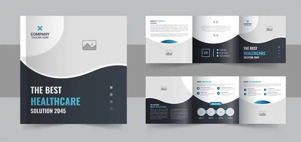 Tıbbi ya da sağlık hizmeti kare broşürü ya da kontrol ve tedavi için üç katlı medikal broşür tasarımı. Tıbbi, sağlık servisi üç katlı broşür Klinik İş Broşürü. Klinik kare üçlü broşür şürü şablonu