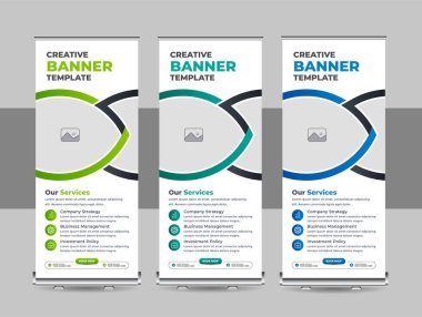 Ticari rulo pankart şablonu, reklam, yukarı çekin, afişi, x-afişi, bayrak tasarımı, sergi pankartı tasarım şablonu veya şirketiniz için pankart standını kaldırın. Pazarlama rulo bayrak tasarımı, kurumsal rulo bayrak şablon tasarımı