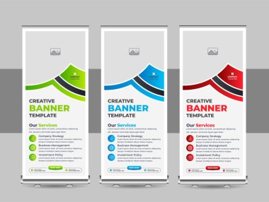 Ticari rulo pankart şablonu, reklam, yukarı çekin, afişi, x-afişi, bayrak tasarımı, sergi pankartı tasarım şablonu veya şirketiniz için pankart standını kaldırın. Pazarlama rulo bayrak tasarımı, kurumsal rulo bayrak şablon tasarımı