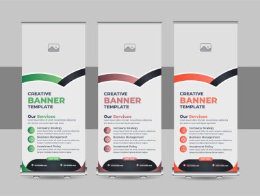 Ticari rulo pankart şablonu, reklam, yukarı çekin, afişi, x-afişi, bayrak tasarımı, sergi pankartı tasarım şablonu veya şirketiniz için pankart standını kaldırın. Pazarlama rulo bayrak tasarımı, kurumsal rulo bayrak şablon tasarımı