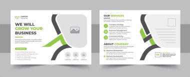 Temizlik servisi posta kartı şablonu tasarım paketi ya da Profesyonel temizlik hizmetleri eddm kartpostal şablon dizayn seti. Temizleme servisi kartpostal tasarım şablonu vektör düzeni