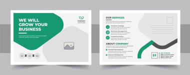 Temizlik servisi posta kartı şablonu tasarım paketi ya da Profesyonel temizlik hizmetleri eddm kartpostal şablon dizayn seti. Temizleme servisi kartpostal tasarım şablonu vektör düzeni