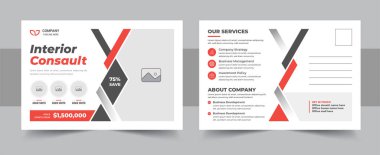 Dahili kartpostal tasarımı şablonu ya da Eşsiz inşaat, yenileme, kurumsal eddm kartpostal tasarımı düzeni. Modern şirket kartpostal tasarım şablonu, kartpostal tasarımı veya şirket eddm kartpostal düzeni