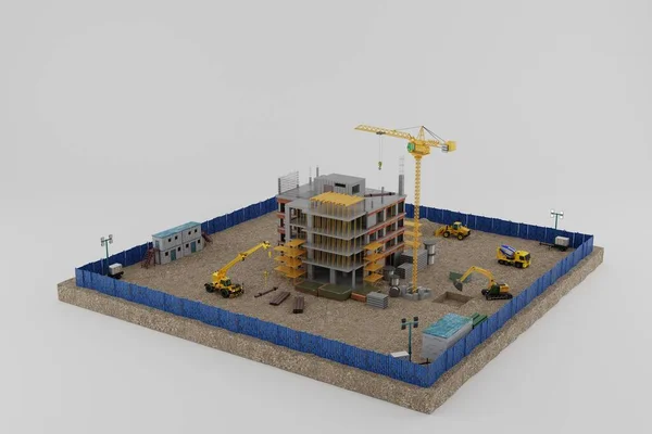 Construction Building Crane Grader Rendering — Photo