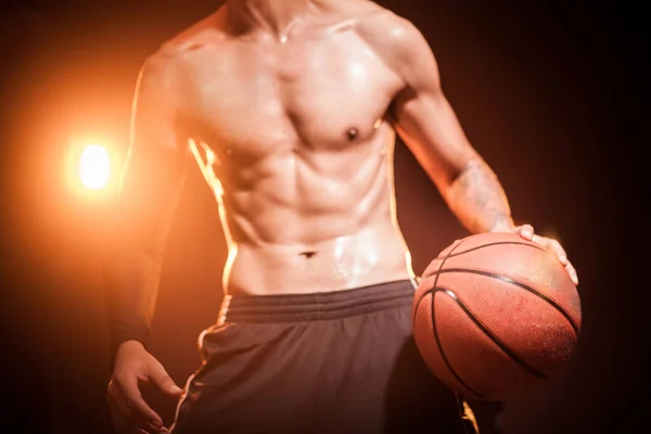 Entrenamiento Baloncesto Con Una Pelota Cancha — Foto de Stock