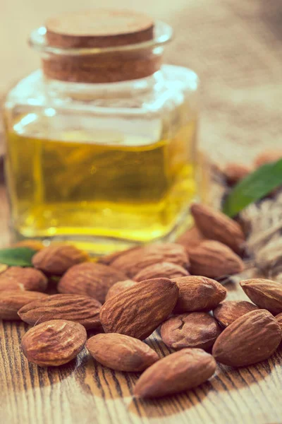 Bottle almond oil and almond