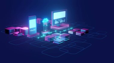 3D görüntüleme bilgisayar aygıtları teknoloji internet kavramı