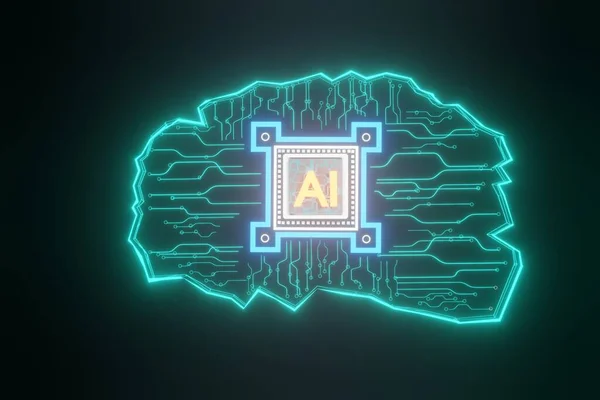Sztuczna Inteligencja Cyfrowy Obwód Cybernetyczny Mózg — Zdjęcie stockowe