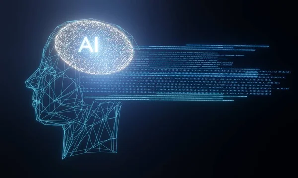 Kunstmatige Intelligentie Menselijke Hoofd Omtrek Met Printplaat Binnen Rendering — Stockfoto