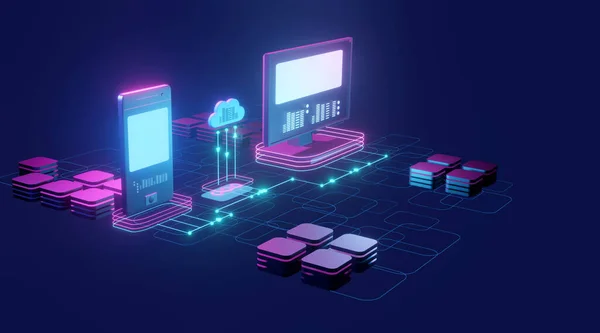3D görüntüleme bilgisayar aygıtları teknoloji internet kavramı