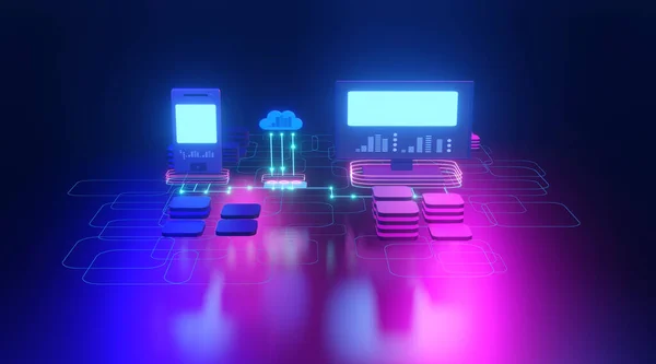 3D görüntüleme bilgisayar aygıtları teknoloji internet kavramı