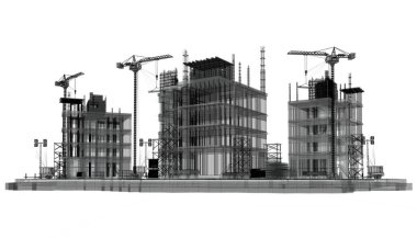 İnşaat planı mimari taslak 3D görüntüleme