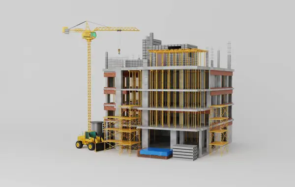 Construction Building Crane Grader Rendering — Zdjęcie stockowe