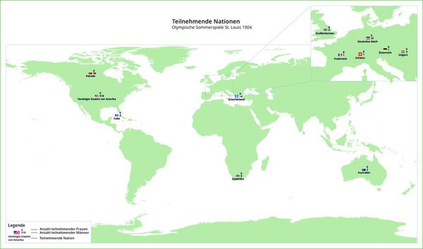 Страны-участницы летних Олимпийских игр 1904 года в Сент-Луисе. 
