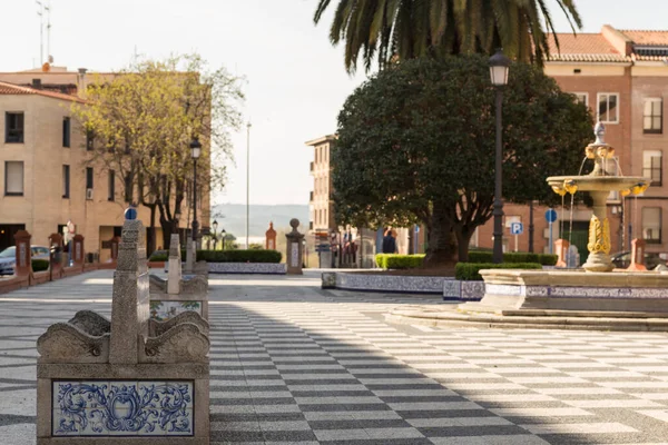 Plaza Del Pan Talavera Reina Seen Typical Bench Traditional Decoration — Stock Photo, Image