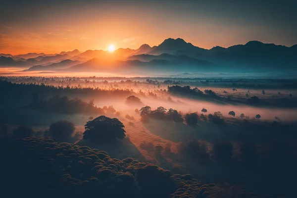 The fog is a mystical and mysterious presence that envelops the majestic mountains in a cloak of mist. The thick, white veil of fog creeps up the sides of the peaks, obscuring the tops and creating an otherworldly atmosphere.