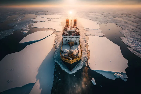 Корабель Криголама Льоду Морі — стокове фото