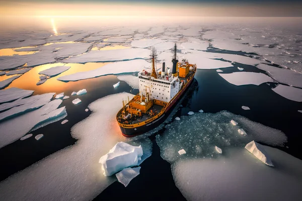 Ледяной Корабль Льду Море — стоковое фото