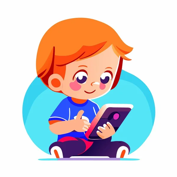 Boy Playing Smartphone — Stock Vector