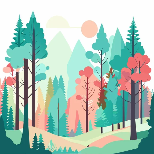 Horizontale Nahtlose Hintergrund Mit Wald — Stockvektor
