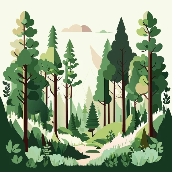 Horizontale Nahtlose Hintergrund Mit Wald — Stockvektor