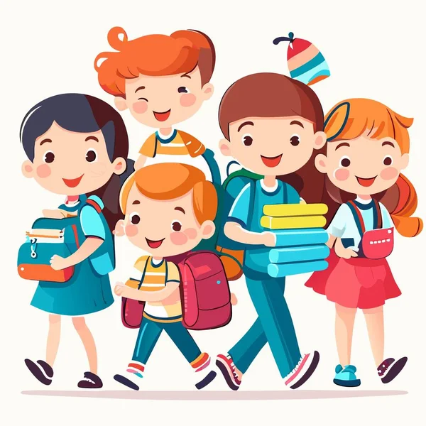 Happy School Children Group School Kids Group Happiness Children — Stock Vector