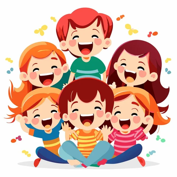 Χαρούμενα Παιδιά Του Σχολείου Ομάδα Παιδιών Του Σχολείου Ομάδα Παιδιών — Διανυσματικό Αρχείο