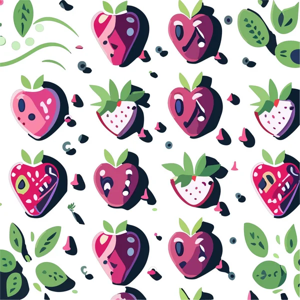 Red Watercolor Strawberries Seamless Hand Painted Pattern — Stock Vector