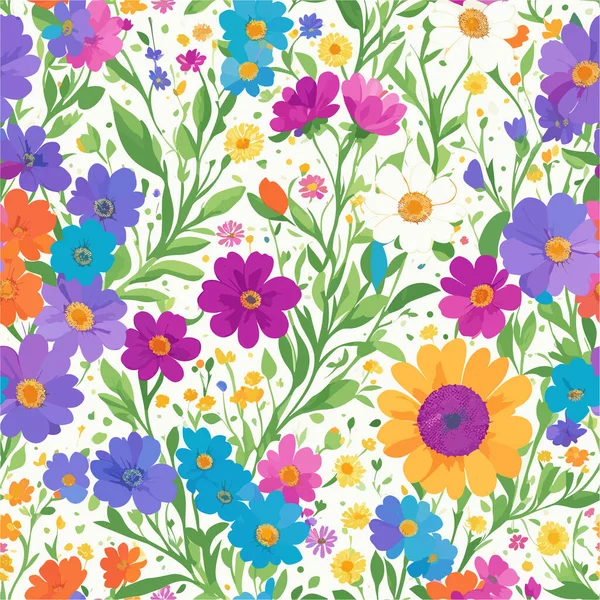 Patrón Sin Costura Floral Abstracto Colores Brillantes Pintura Sobre Fondo — Vector de stock