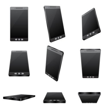 Akıllı telefon modelleme seti. EPS10 Vektörü. Pankart, reklam, web sitesi, şablon ve diğer tasarım için kullan.