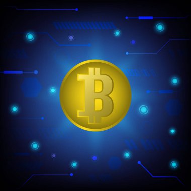 Kripto para birimi bitcoin konsepti. EPS10 Vektörü. Pankart, broşür, duvar kağıdı, web sitesi, şablon, broşür, poster ve diğer tasarım için kullan