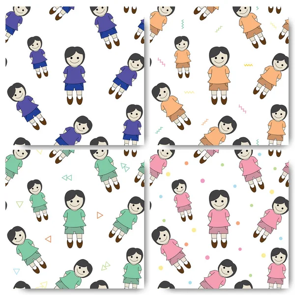 Boy Pattern Seamless Set Vector Eps10 Use Packaging Fabric Paper — Stock Vector