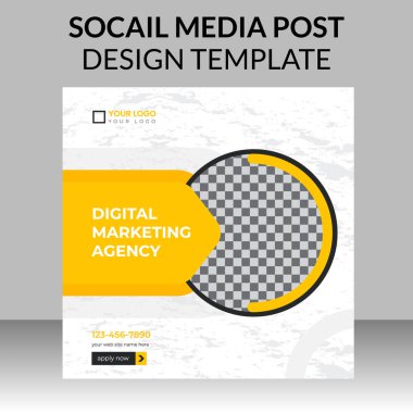 Çevrimiçi işinizi büyütmek için dijital pazarlama sosyal medya post tasarım şablonu